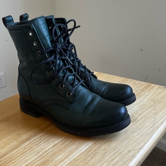 Frye Women's Green Leather Lace-Up Boots - Picture 7 of 11